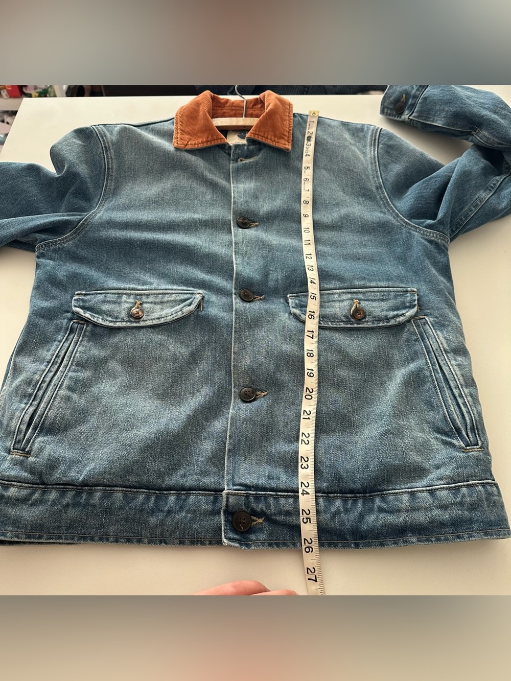 Imogene + Willie Quilt Lined Washed Denim Chore Coat S Cord Collar Unisex - Picture 5 of 6
